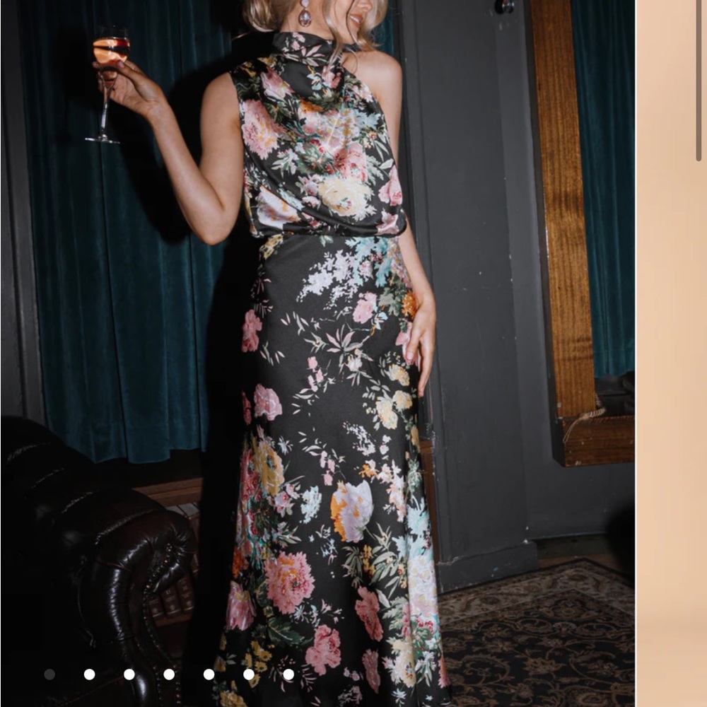 ANABELLE HALTER NECK MAXI DRESS - BLACK FLORAL